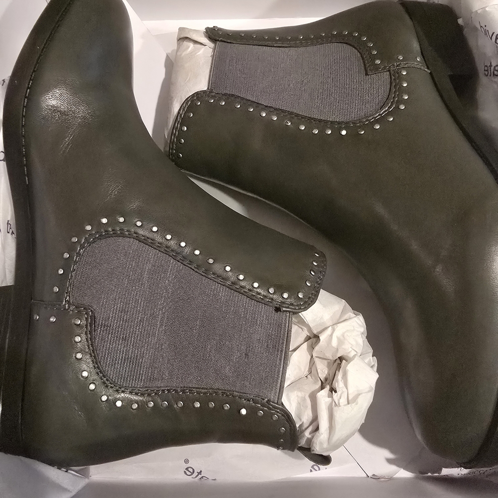 David Tate Studded Green Ankle Booties